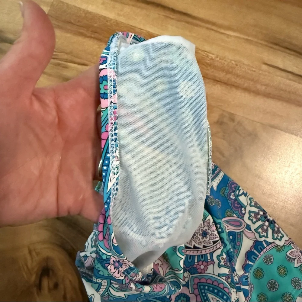 SPANX Assets by Sara Blakely Aqua Blue Pink Paisley One Piece Swimsuit‎ Small